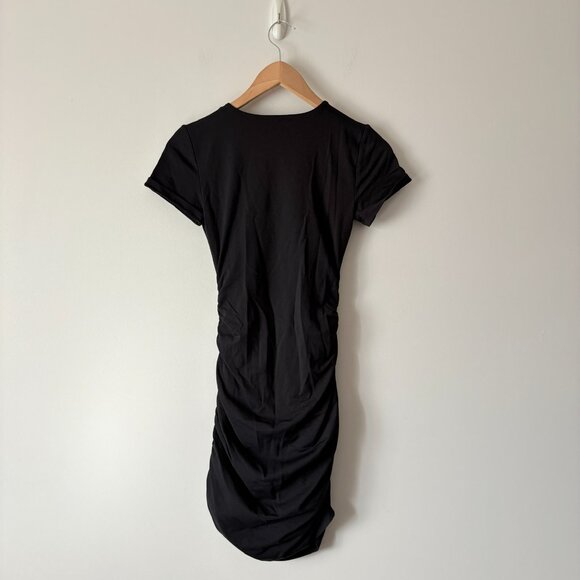 Aritzia Babaton Covet Contour Sleek Ruched Bodycon Mini Dress Black Size Small - Picture 5 of 7